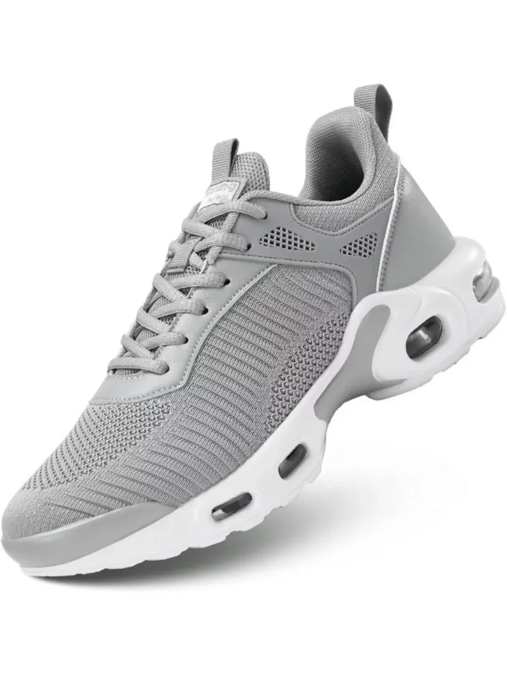 Men's Grey Air Running Shoes Lightweight Breathable Walking Shoes Non Slip